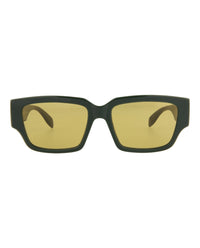 Alexander McQueen Mens Square/Rectangle Green Green Yellow Fashion Designer Eyewear Green Green Yellow