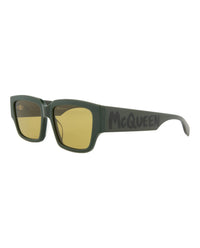 Alexander McQueen Mens Square/Rectangle Green Green Yellow Fashion Designer Eyewear