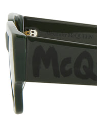 Alexander McQueen Mens Square/Rectangle Green Green Yellow Fashion Designer Eyewear