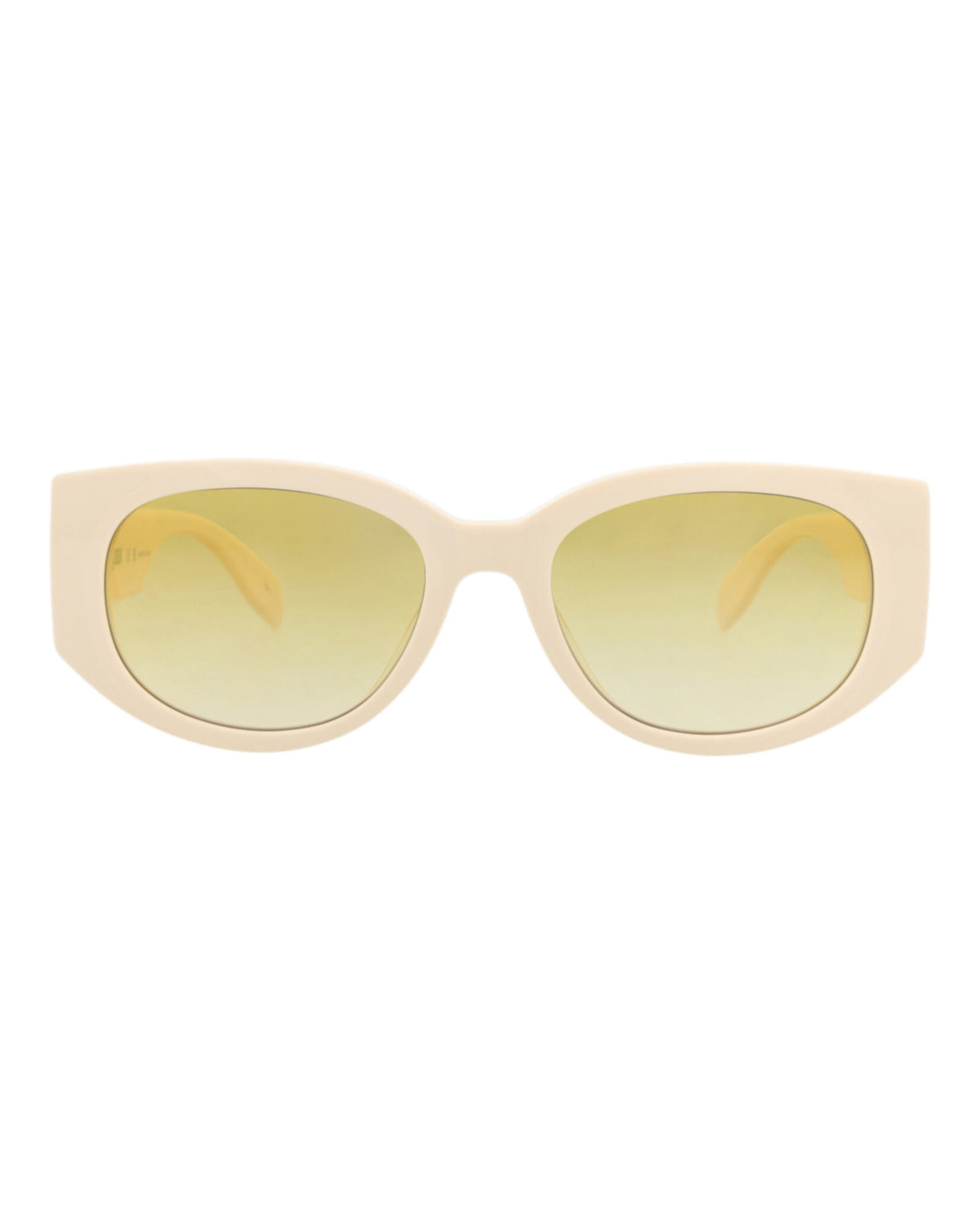 Alexander McQueen Womens Round/Oval White White Yellow Fashion Designer Eyewear