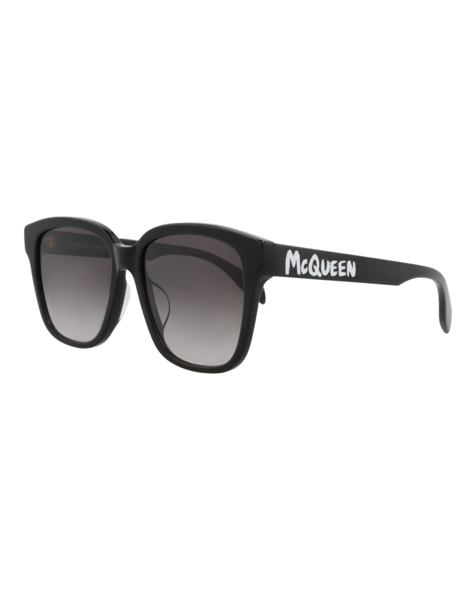 Alexander McQueen Womens Square/Rectangle Black Black Grey Fashion Designer Eyewear