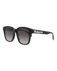 Alexander McQueen Womens Square/Rectangle Black Black Grey Fashion Designer Eyewear