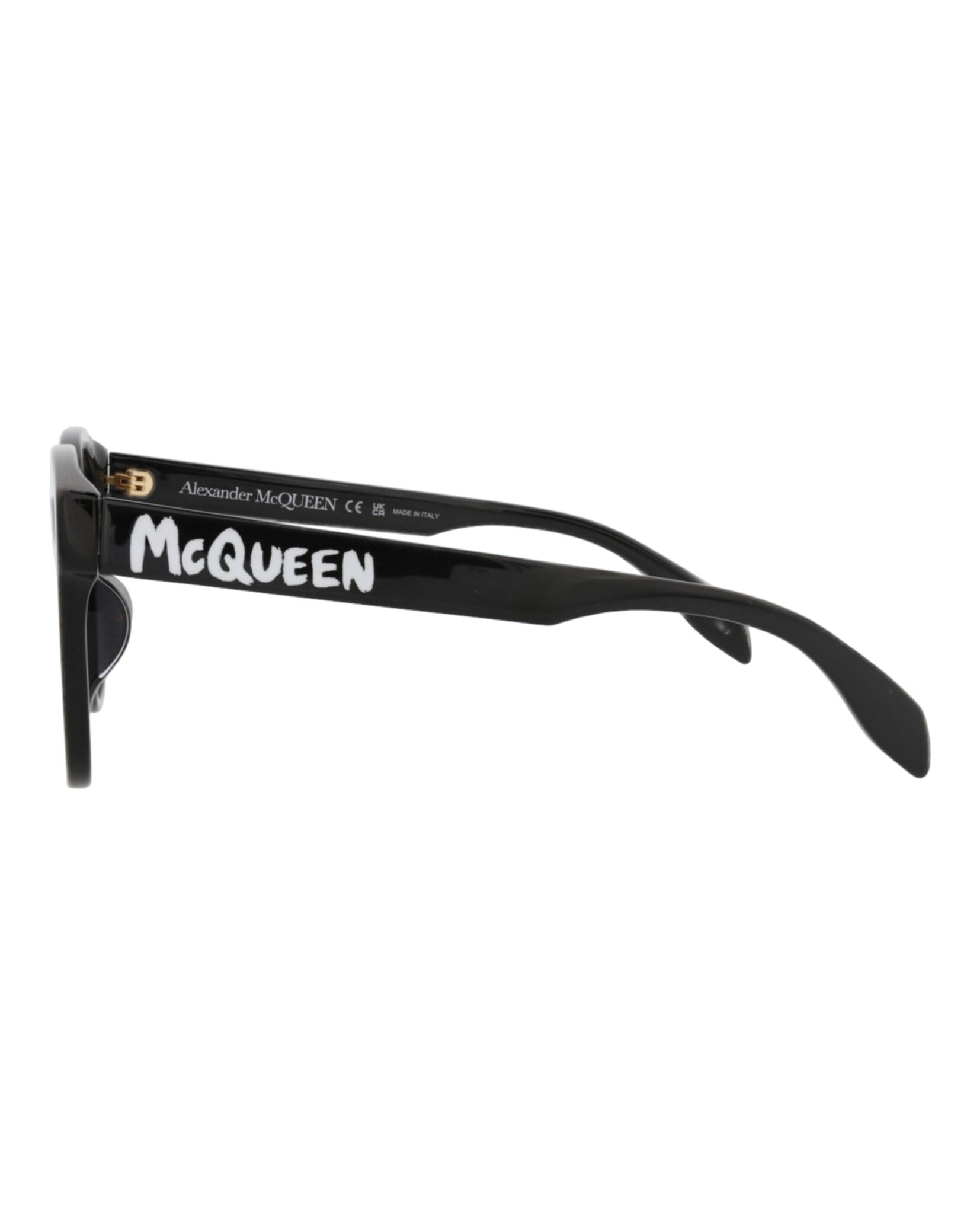 Alexander McQueen Womens Square/Rectangle Black Black Grey Fashion Designer Eyewear