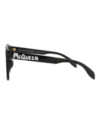 Alexander McQueen Womens Square/Rectangle Black Black Grey Fashion Designer Eyewear