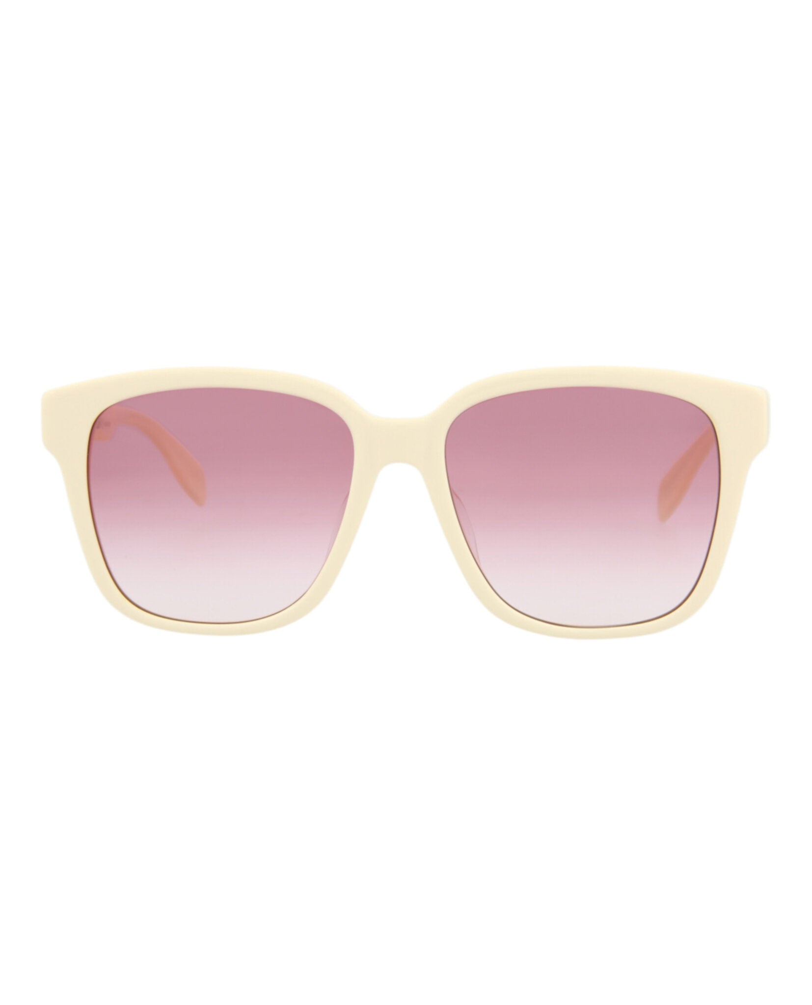 Alexander McQueen Womens Square/Rectangle White White Pink Fashion Designer Eyewear