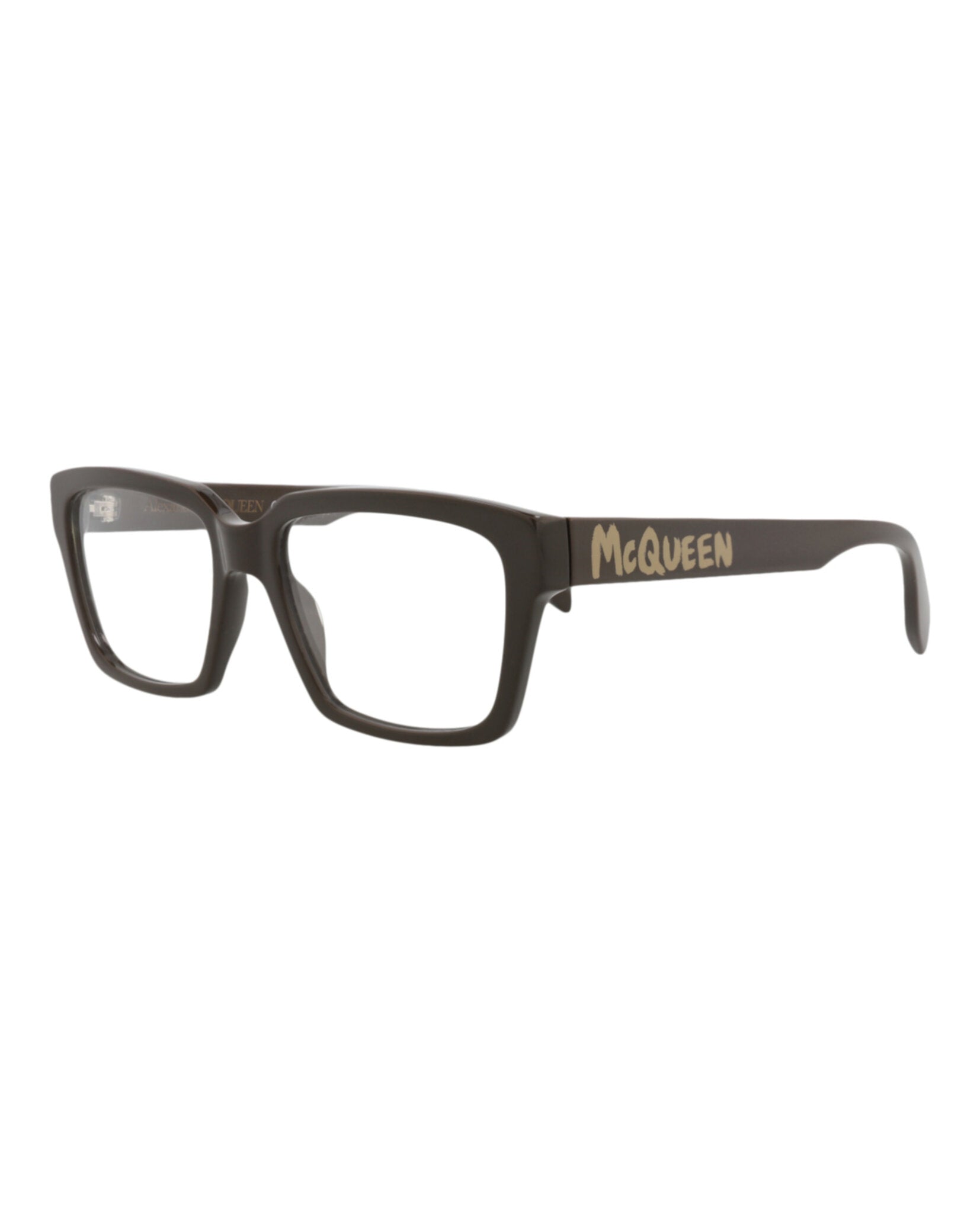 Alexander McQueen Mens Square/Rectangle Brown Brown Transparent Fashion Designer Eyewear