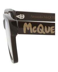 Alexander McQueen Mens Square/Rectangle Brown Brown Transparent Fashion Designer Eyewear