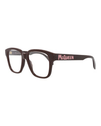 Alexander McQueen Womens Square/Rectangle Burgundy Burgundy Transparent Fashion Designer Eyewear
