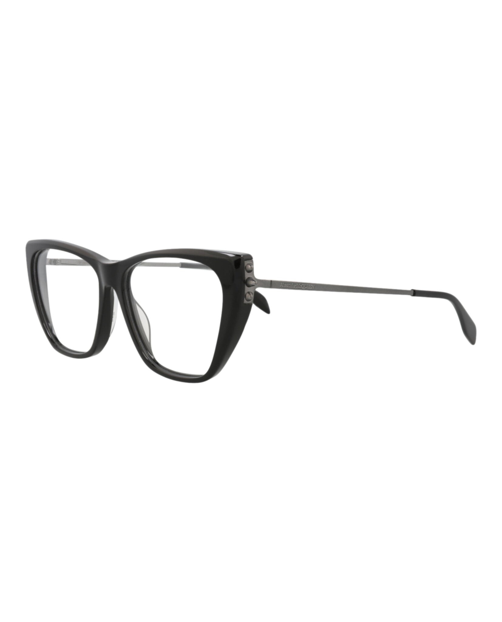 Alexander McQueen Womens Cat Eye Black Ruthenium Transparent Fashion Designer Eyewear