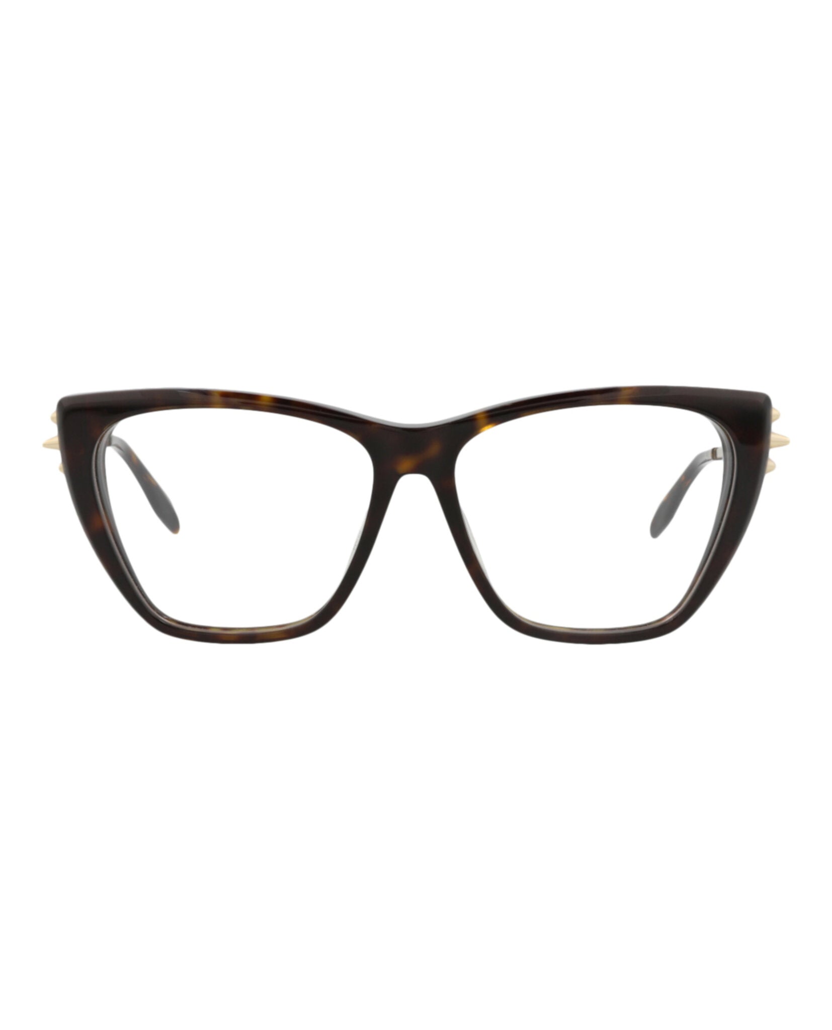 Alexander McQueen Womens Cat Eye Havana Gold Transparent Fashion Designer Eyewear