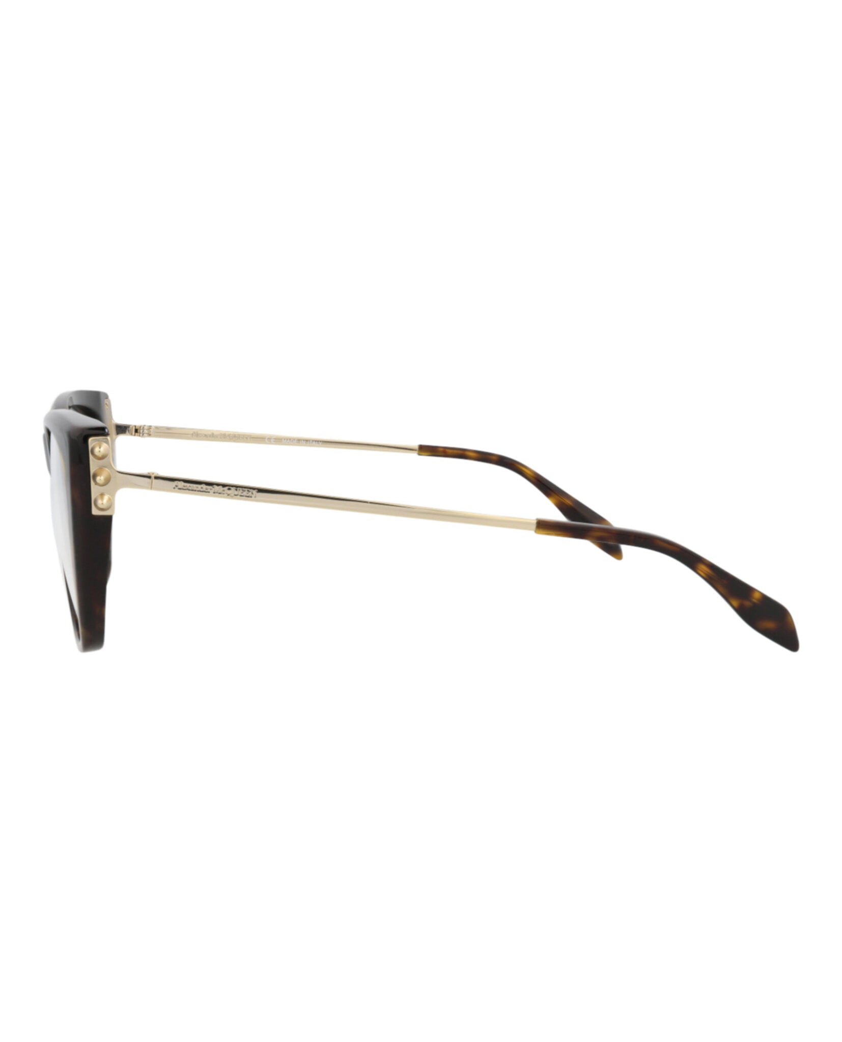 Alexander McQueen Womens Cat Eye Havana Gold Transparent Fashion Designer Eyewear