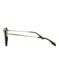 Alexander McQueen Womens Cat Eye Havana Gold Transparent Fashion Designer Eyewear