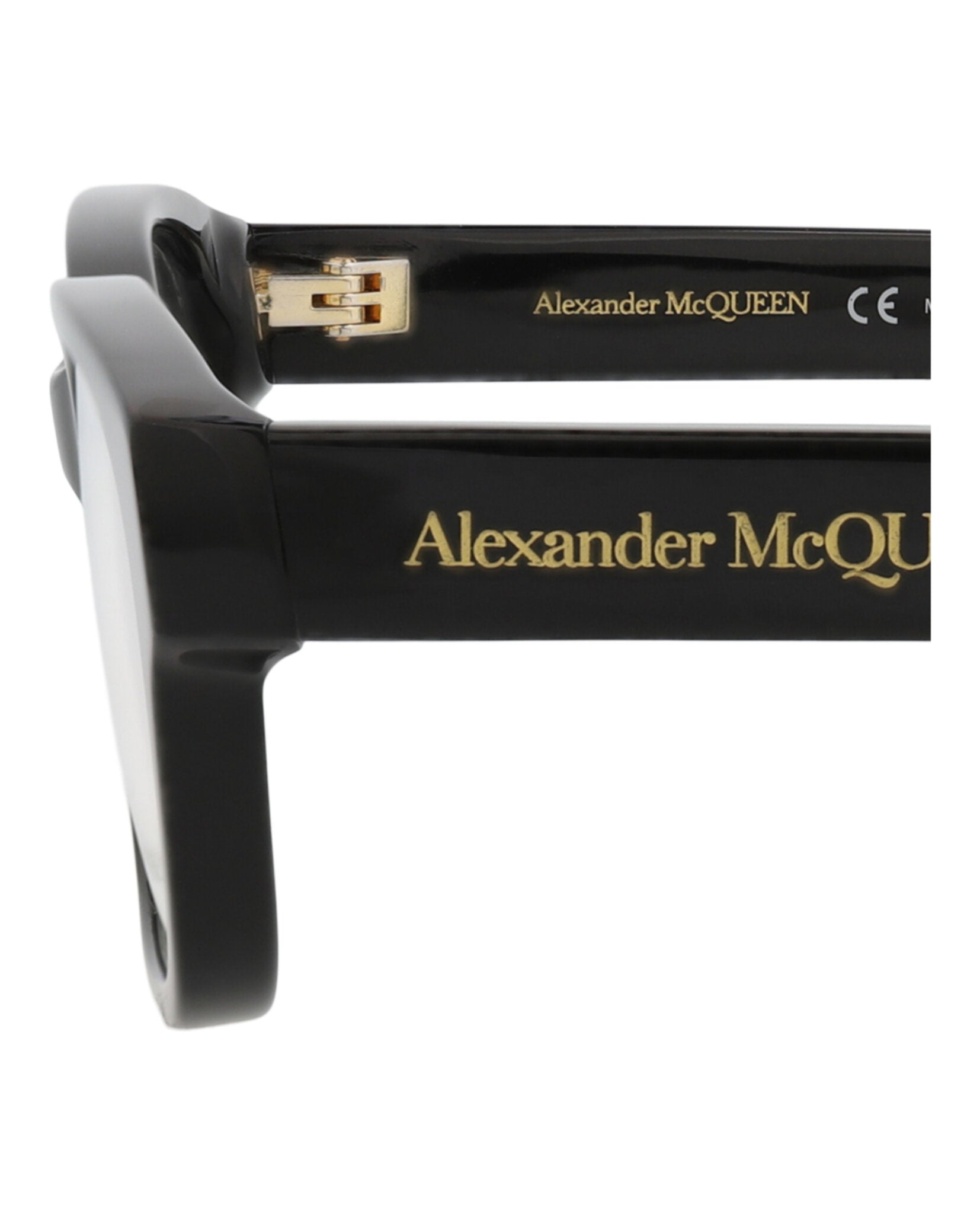 Alexander McQueen Womens Square/Rectangle Black Black Transparent Fashion Designer Eyewear
