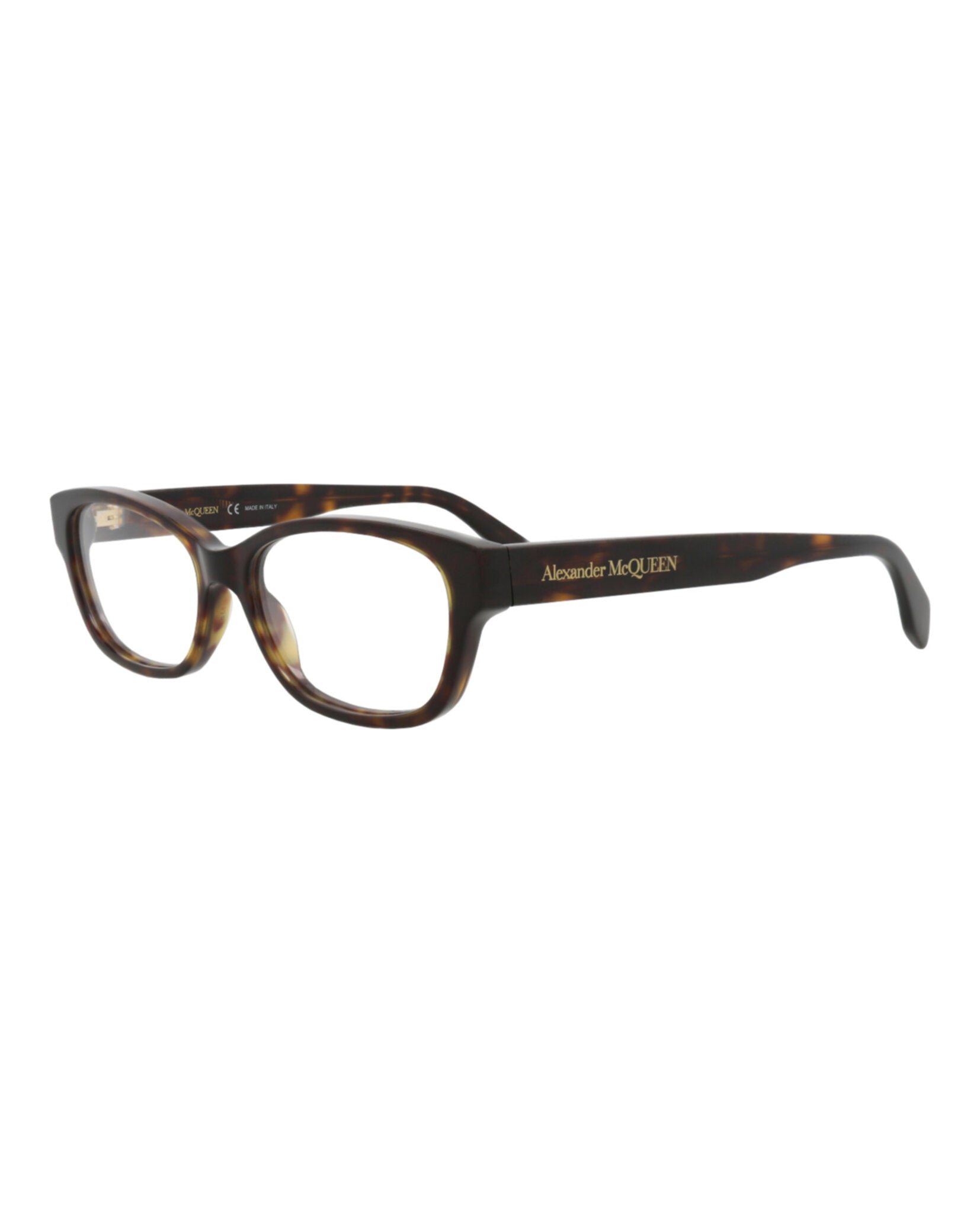 Alexander McQueen Womens Square/Rectangle Havana Havana Transparent Fashion Designer Eyewear