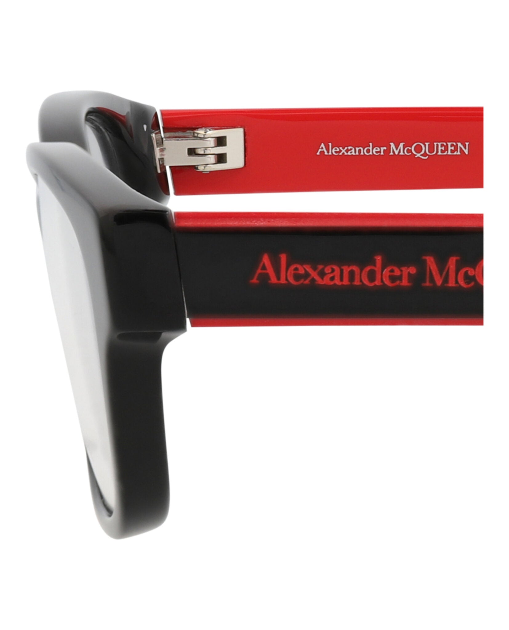Alexander McQueen Womens Square/Rectangle Black Black Transparent Fashion Designer Eyewear