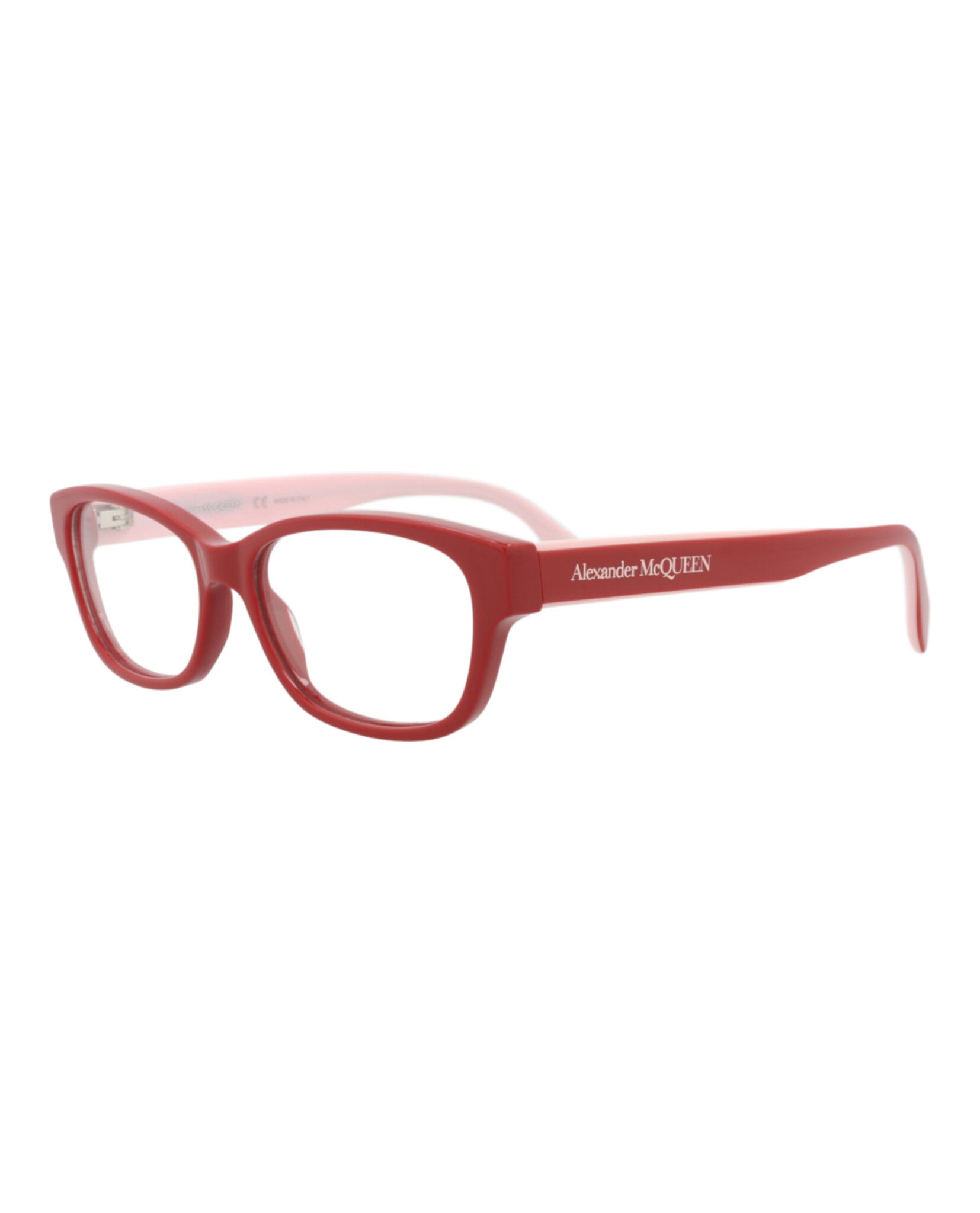 Alexander McQueen Womens Square/Rectangle Red Red Transparent Fashion Designer Eyewear