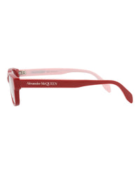 Alexander McQueen Womens Square/Rectangle Red Red Transparent Fashion Designer Eyewear