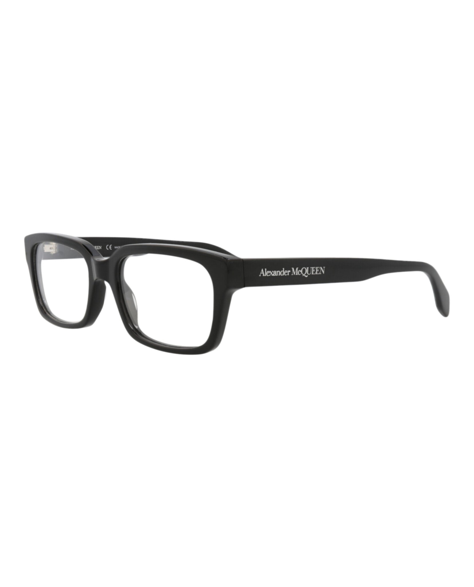 Alexander McQueen Mens Square/Rectangle Black Black Transparent Fashion Designer Eyewear