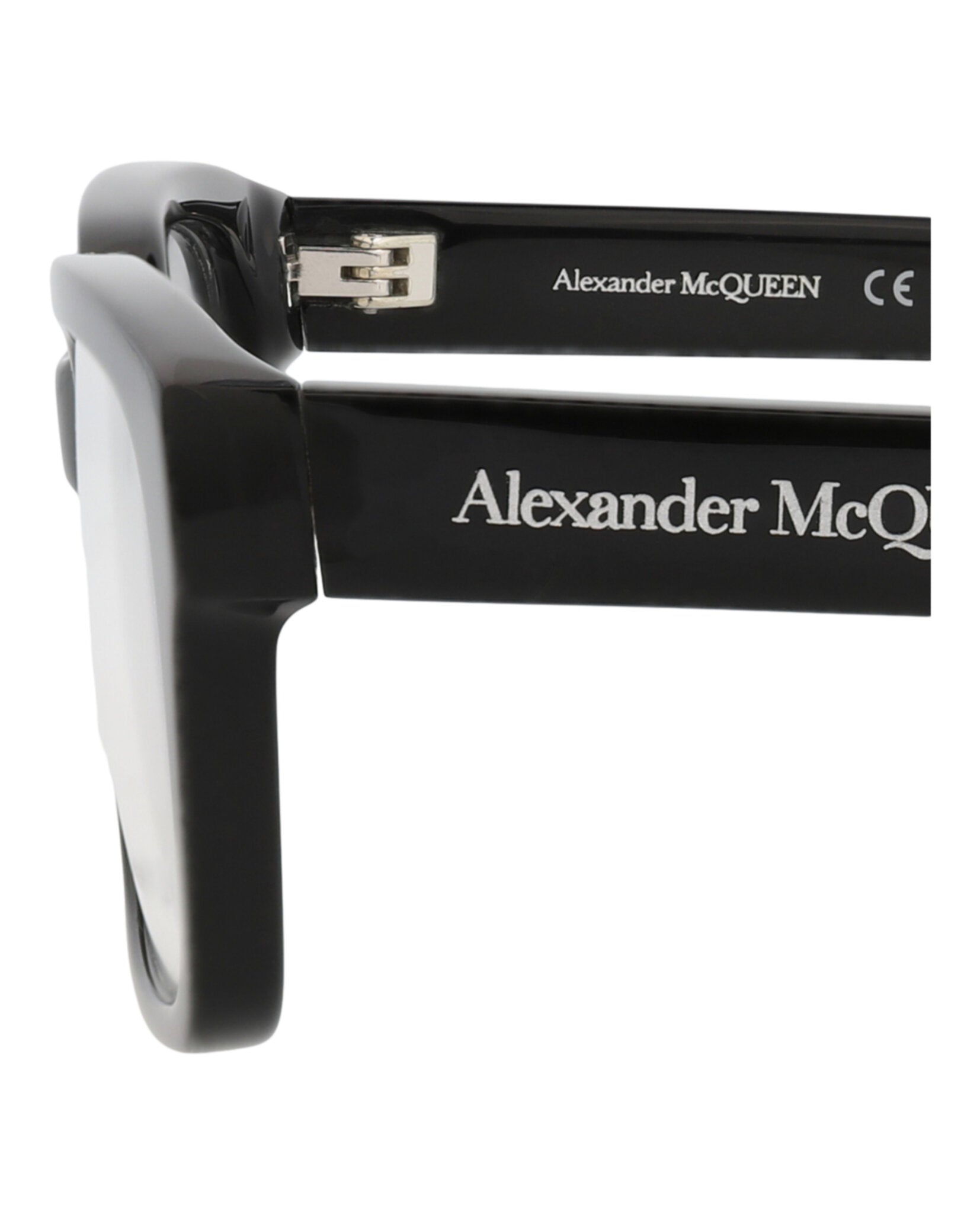 Alexander McQueen Mens Square/Rectangle Black Black Transparent Fashion Designer Eyewear