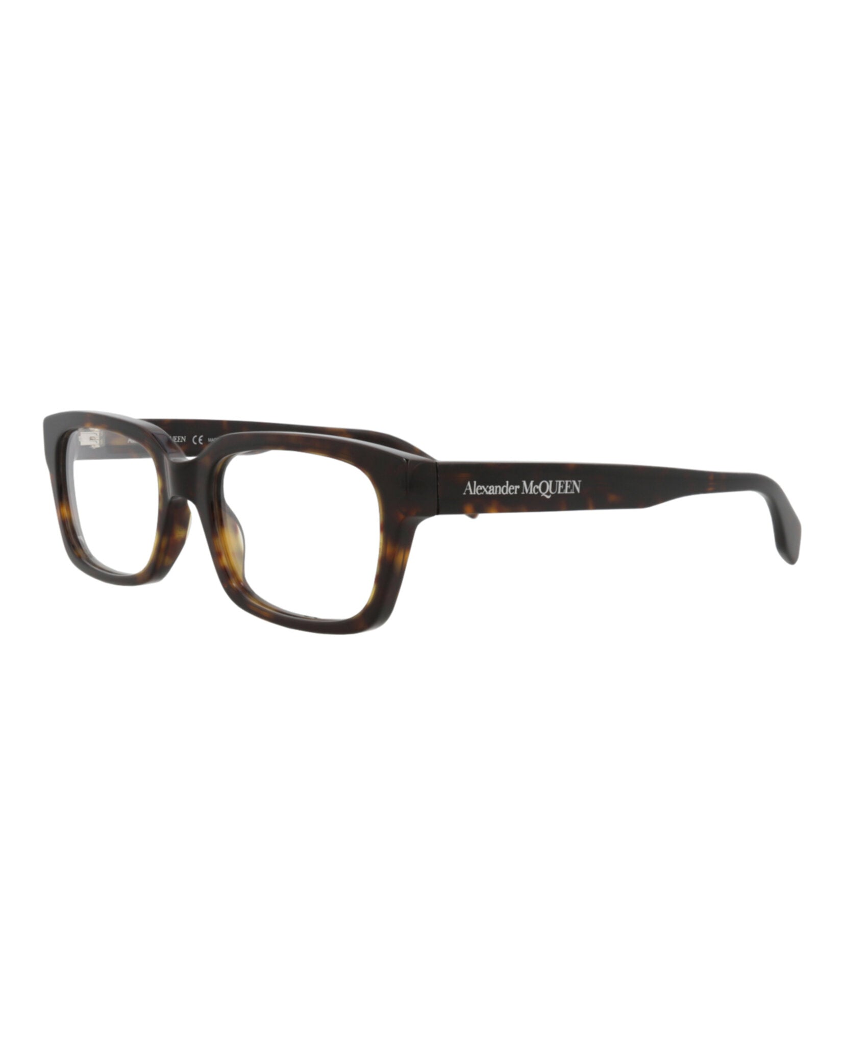 Alexander McQueen Mens Square/Rectangle Havana Havana Transparent Fashion Designer Eyewear