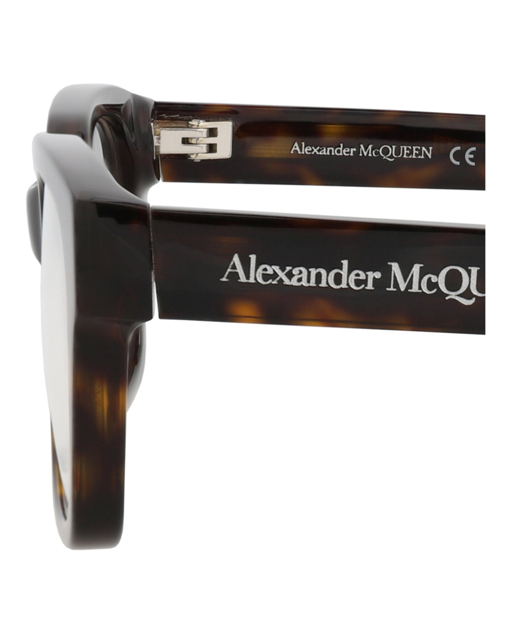 Alexander McQueen Mens Square/Rectangle Havana Havana Transparent Fashion Designer Eyewear