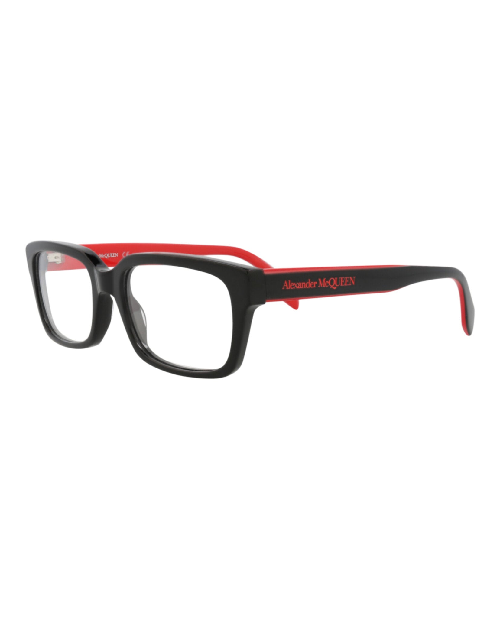 Alexander McQueen Mens Square/Rectangle Black Black Transparent Fashion Designer Eyewear