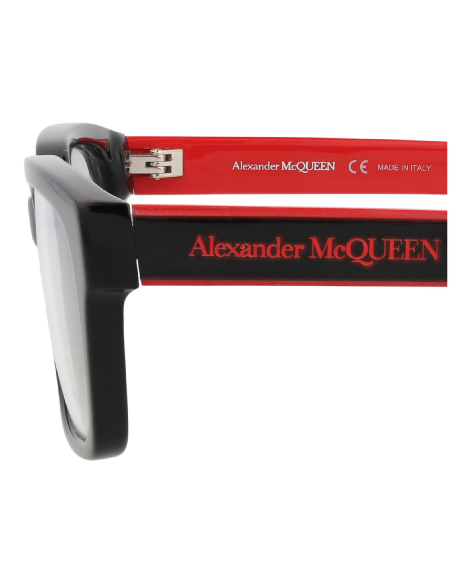 Alexander McQueen Mens Square/Rectangle Black Black Transparent Fashion Designer Eyewear