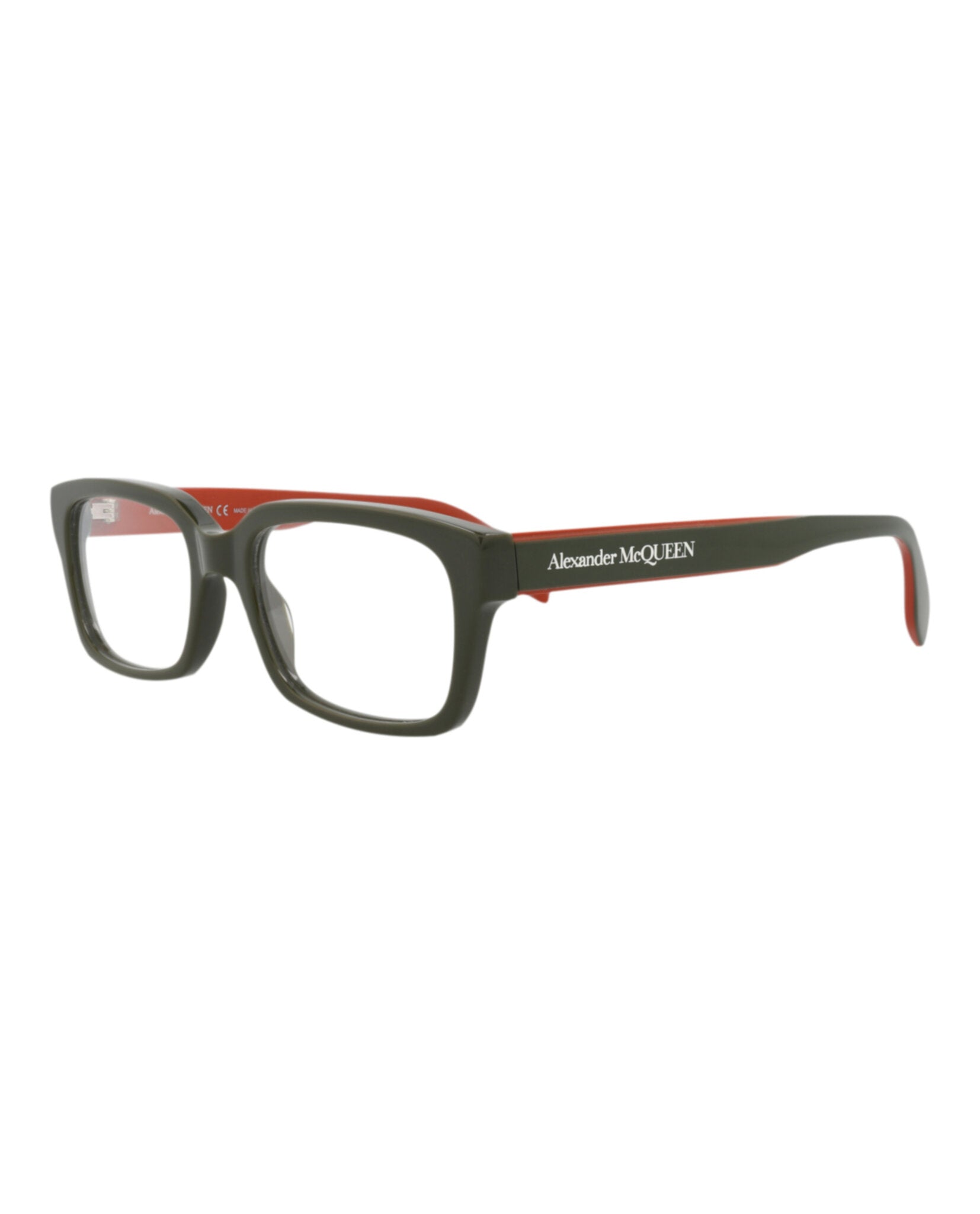 Alexander McQueen Mens Square/Rectangle Green Green Transparent Fashion Designer Eyewear