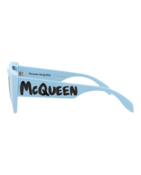 Alexander McQueen Womens Cat Eye Light Blue Light Blue Light Blue Fashion Designer Eyewear