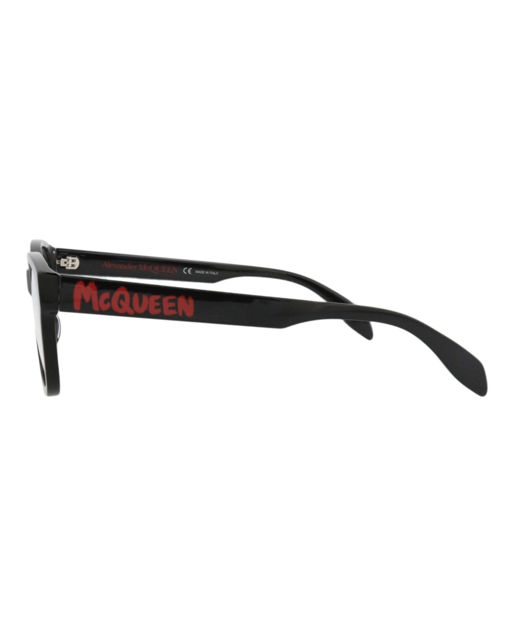 Alexander McQueen Mens Square/Rectangle Black Black Transparent Fashion Designer Eyewear