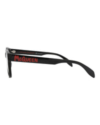 Alexander McQueen Mens Square/Rectangle Black Black Transparent Fashion Designer Eyewear