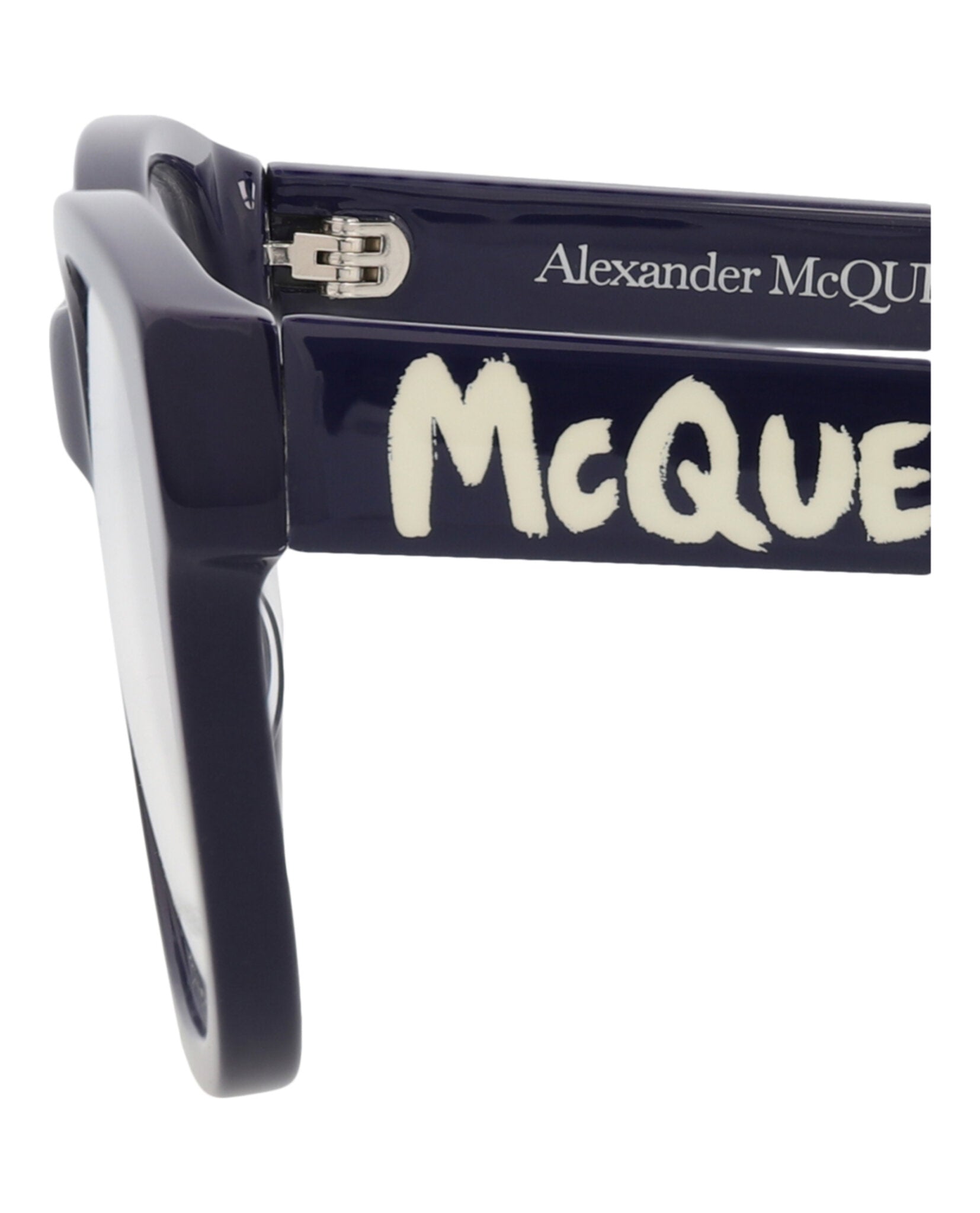 Alexander McQueen Mens Square/Rectangle Blue Blue Transparent Fashion Designer Eyewear