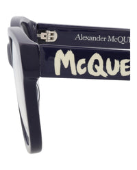 Alexander McQueen Mens Square/Rectangle Blue Blue Transparent Fashion Designer Eyewear
