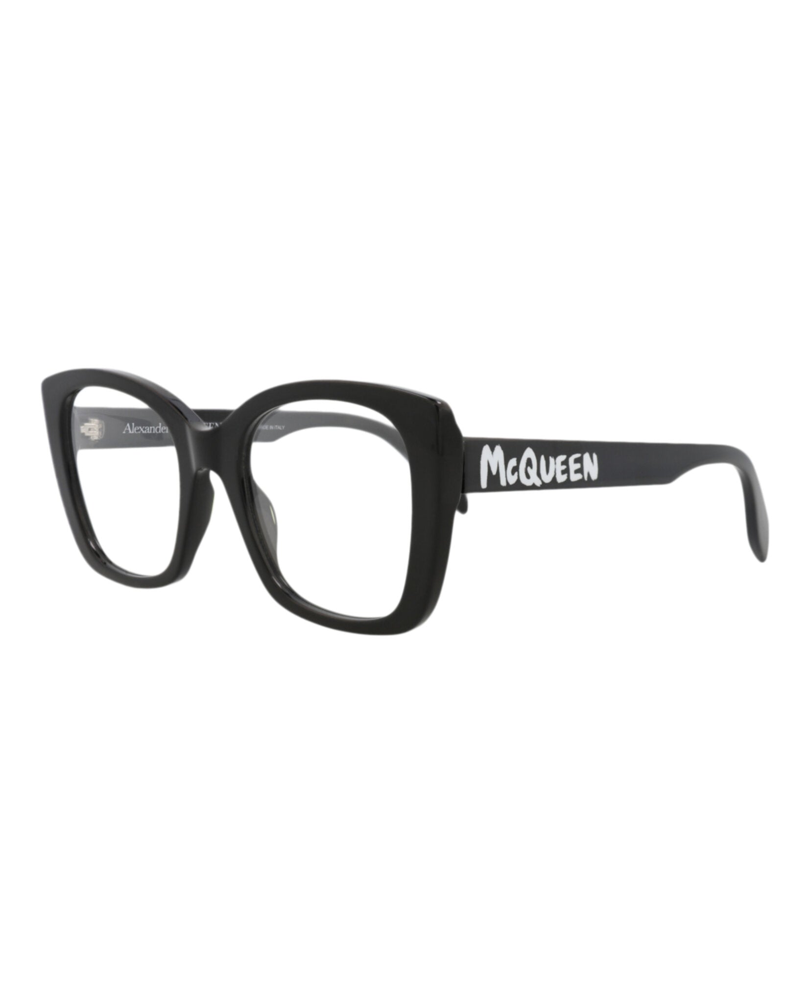Alexander McQueen Womens Square/Rectangle Black Black Transparent Fashion Designer Eyewear