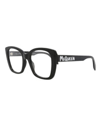 Alexander McQueen Womens Square/Rectangle Black Black Transparent Fashion Designer Eyewear