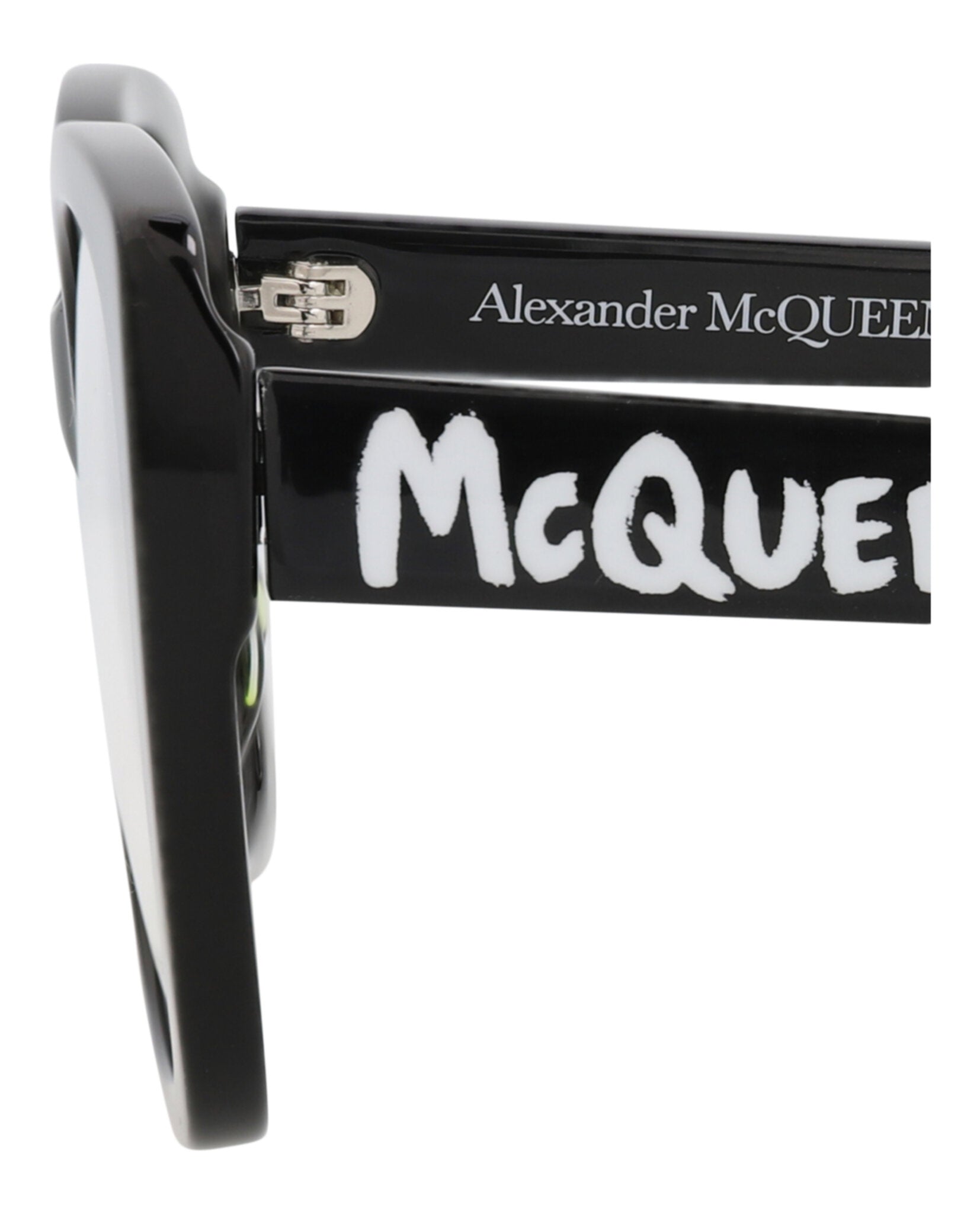 Alexander McQueen Womens Square/Rectangle Black Black Transparent Fashion Designer Eyewear
