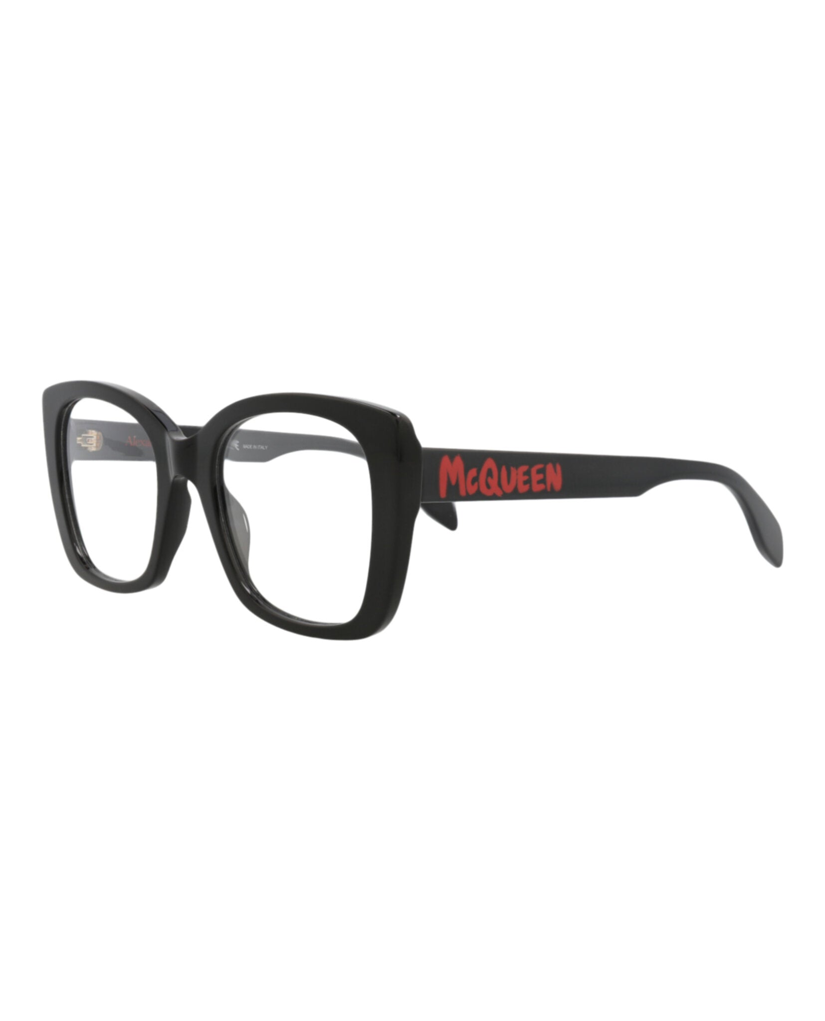 Alexander McQueen Womens Square/Rectangle Black Black Transparent Fashion Designer Eyewear