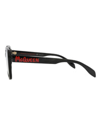 Alexander McQueen Womens Square/Rectangle Black Black Transparent Fashion Designer Eyewear