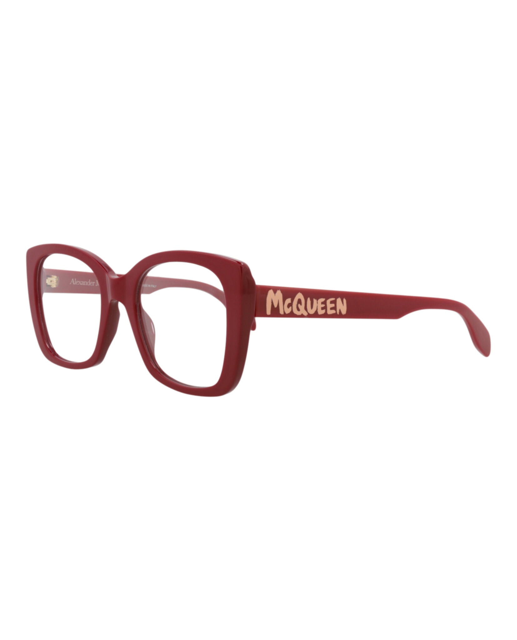 Alexander McQueen Womens Square/Rectangle Red Red Transparent Fashion Designer Eyewear