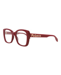 Alexander McQueen Womens Square/Rectangle Red Red Transparent Fashion Designer Eyewear