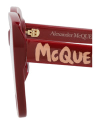 Alexander McQueen Womens Square/Rectangle Red Red Transparent Fashion Designer Eyewear