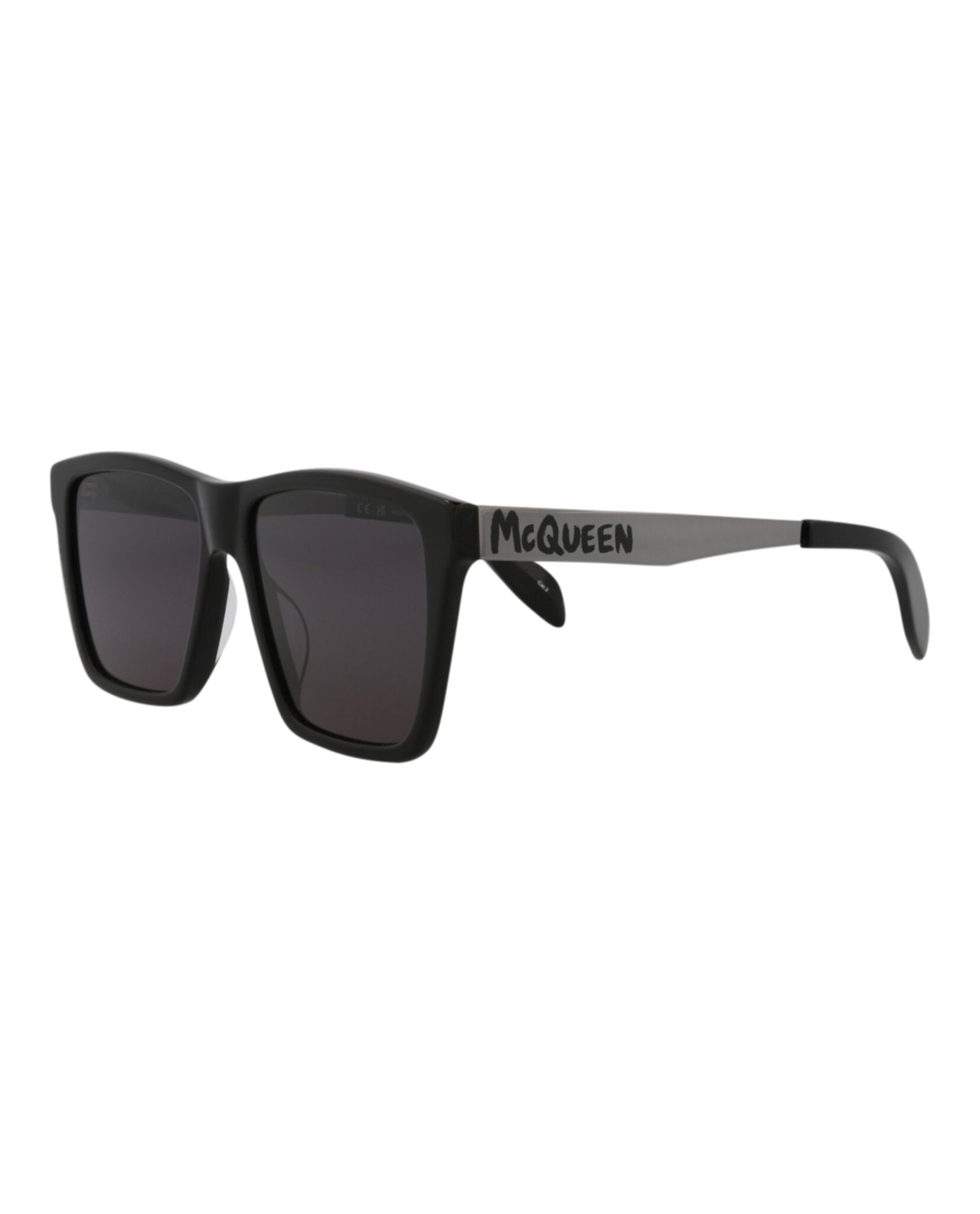 Alexander McQueen Mens Square/Rectangle Black Ruthenium Grey Fashion Designer Eyewear