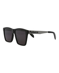 Alexander McQueen Mens Square/Rectangle Black Ruthenium Grey Fashion Designer Eyewear