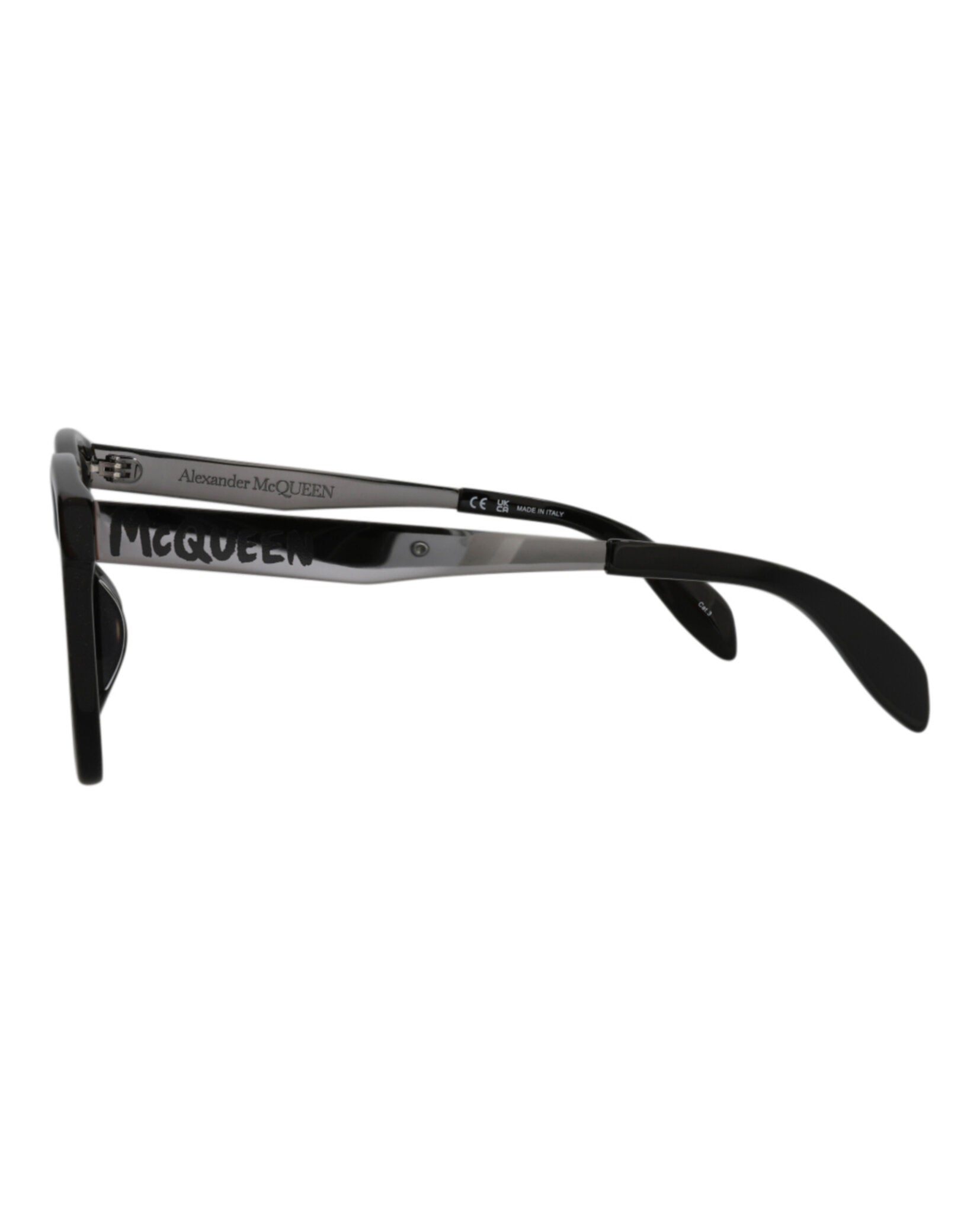 Alexander McQueen Mens Square/Rectangle Black Ruthenium Grey Fashion Designer Eyewear