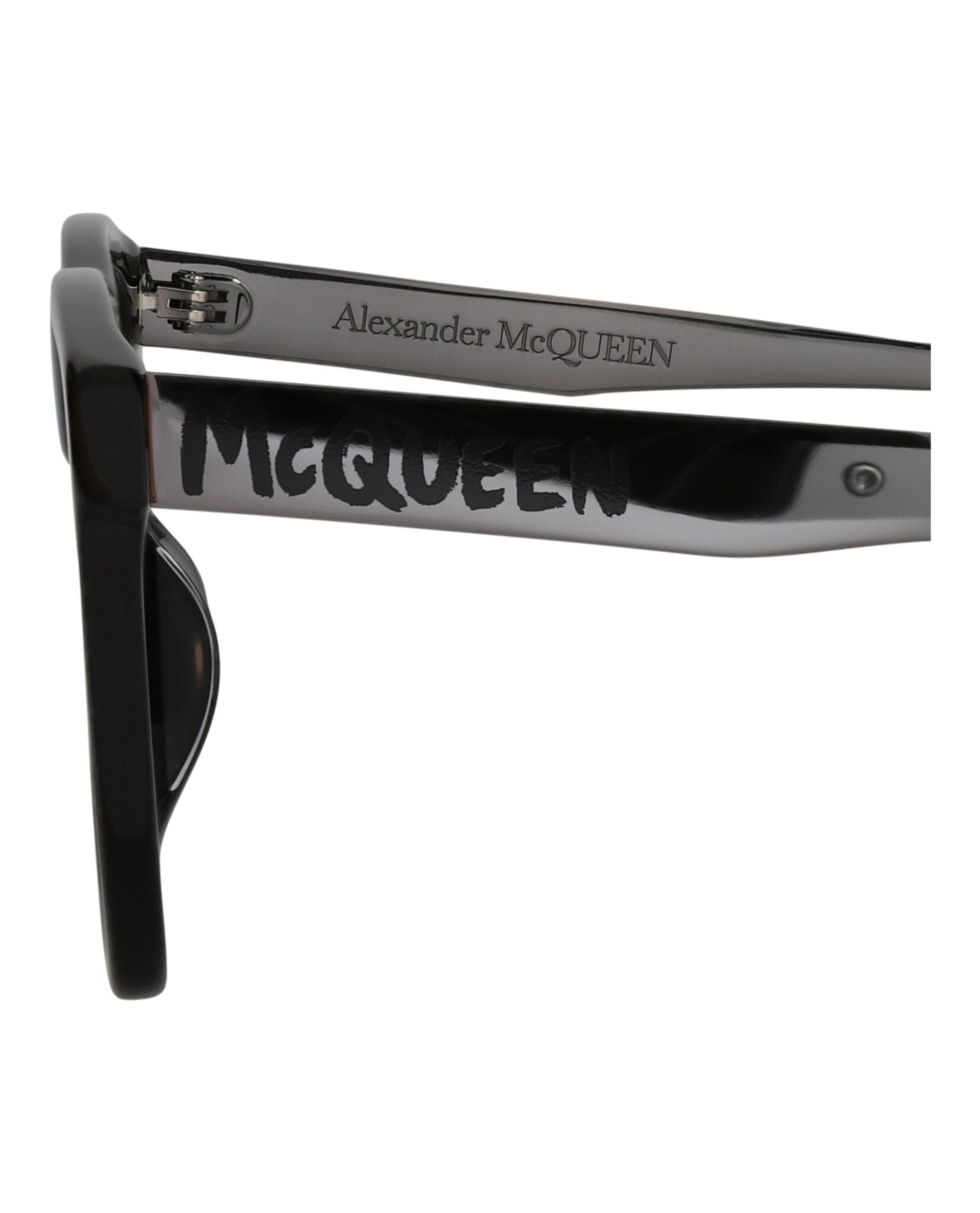Alexander McQueen Mens Square/Rectangle Black Ruthenium Grey Fashion Designer Eyewear