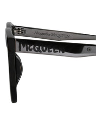Alexander McQueen Mens Square/Rectangle Black Ruthenium Grey Fashion Designer Eyewear