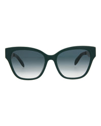 Alexander McQueen Womens Cat Eye Green Silver Grey Fashion Designer Eyewear