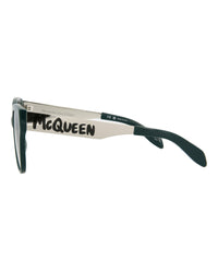 Alexander McQueen Womens Cat Eye Green Silver Grey Fashion Designer Eyewear