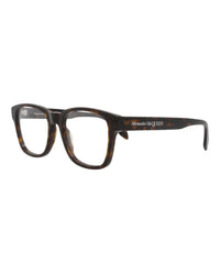 Alexander McQueen Mens Square/Rectangle Havana Havana Transparent Fashion Designer Eyewear