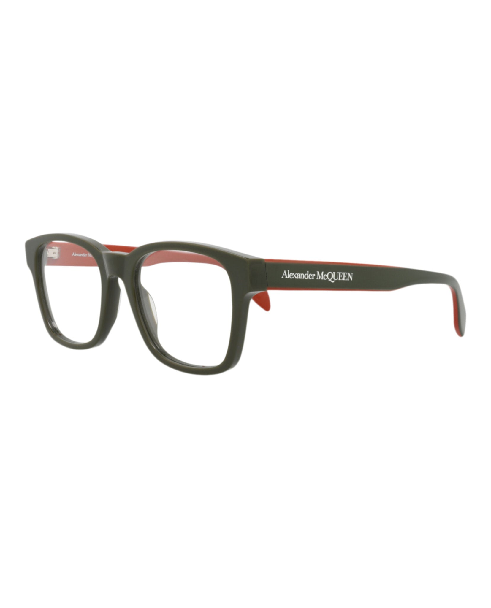Alexander McQueen Mens Square/Rectangle Green Green Transparent Fashion Designer Eyewear